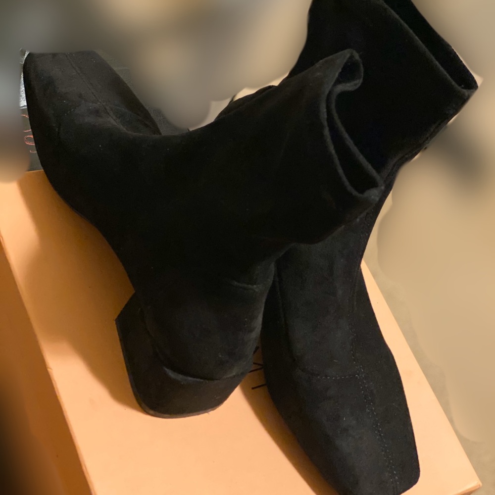 Zenya Black Suede Flat Ankle Boots